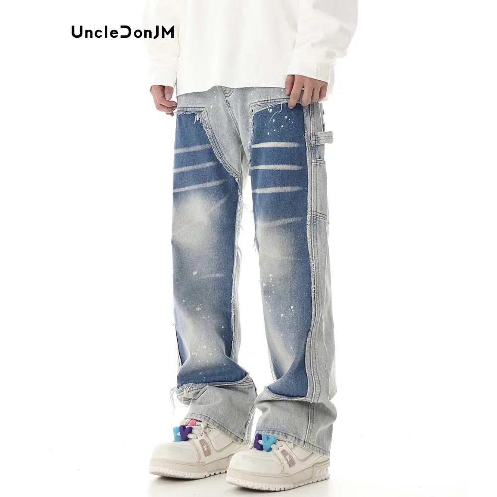 

Washed Vintage Stitching Jeans Men Distressed Y2k Jeans S-XXL Size Dropshipping