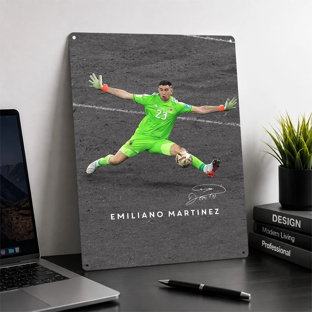 Emiliano Martinez Poster Retro 3D Printed Metal Signs Customized Wall Hanging Gift for Decoration Room Decor Luxury Wand Deko