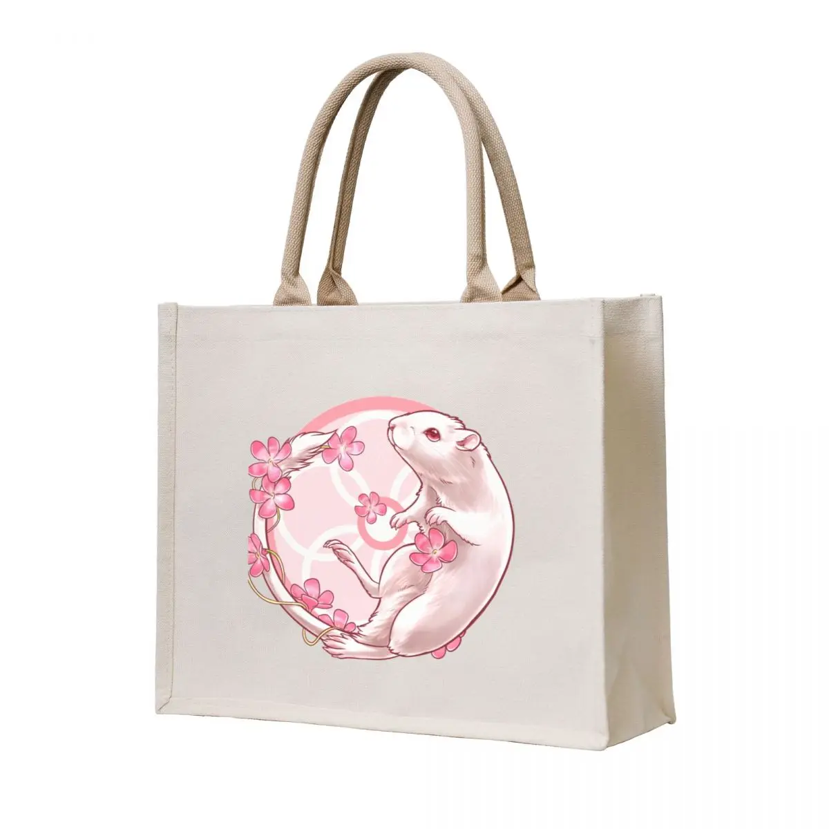 

White and Pink Tote Bag Canvas stote bag Custom bag eco folding