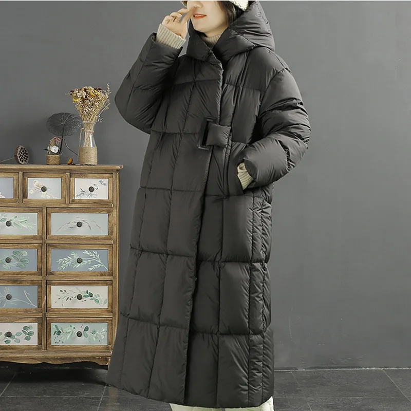 2025 New Fashion High Quality Warm Hooded Winter White Duck Down Women Down Jacket Literary Artistic Revival Women's Down Jacket - Image 6