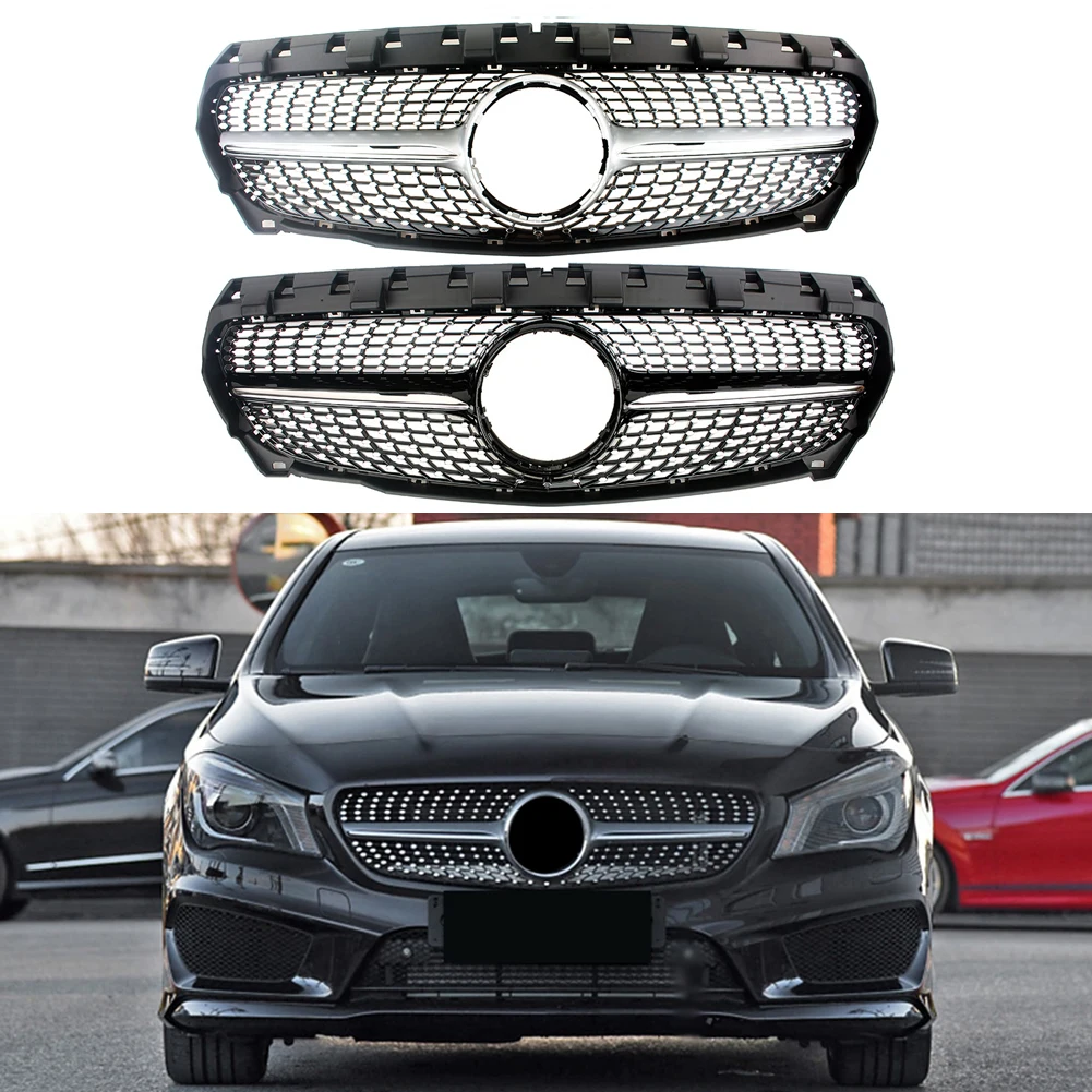 

Front Bumper Racing Grill Billet Grille Cover For Mercedes-Benz W117 CLA-Class 2013-2016 Diamond