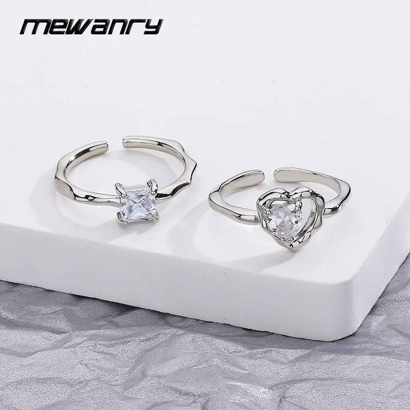 Mewanry الساطع الزركون حلقة مفتوحة للنساء الفتيات تصميم الأزياء حساسة كلاسيكية بسيطة أنيقة الحلو زفاف العروس مجوهرات هدية #1