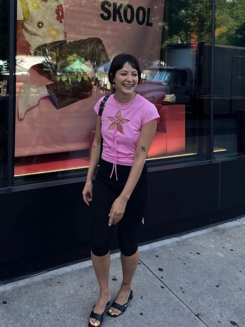 Slim Fit Ort Sve T-Shirt aus reiner Baumwolle, ausgehöhlt, Sommer, dünn, rosa, Cr-Weiß, zweifarbig, rundes Baumwoll-T-Shirt im Ne-Line-Design