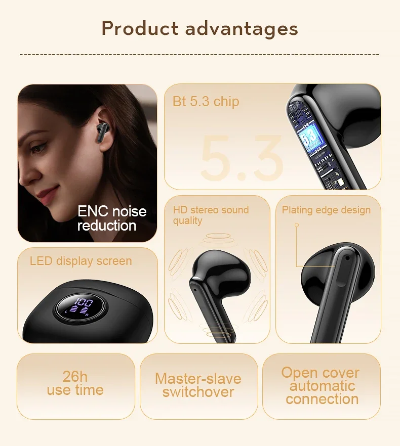 Store shop online get free gifts Y20 ENC noise reduction HD stereo audio sound Bluetooth wireless game on-ear earphone headphone