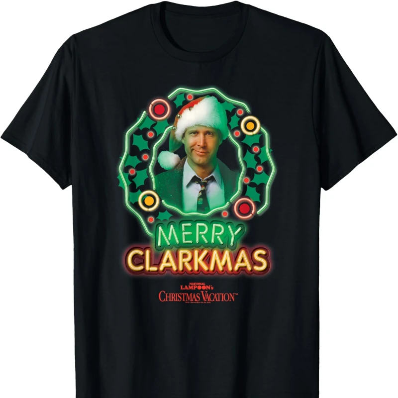 Merry Christmas Camiseta De Navidad Neon Clar Negro Mens Graphic Tshirts Loose Casual Fashion All-match Regular Short Sleeve