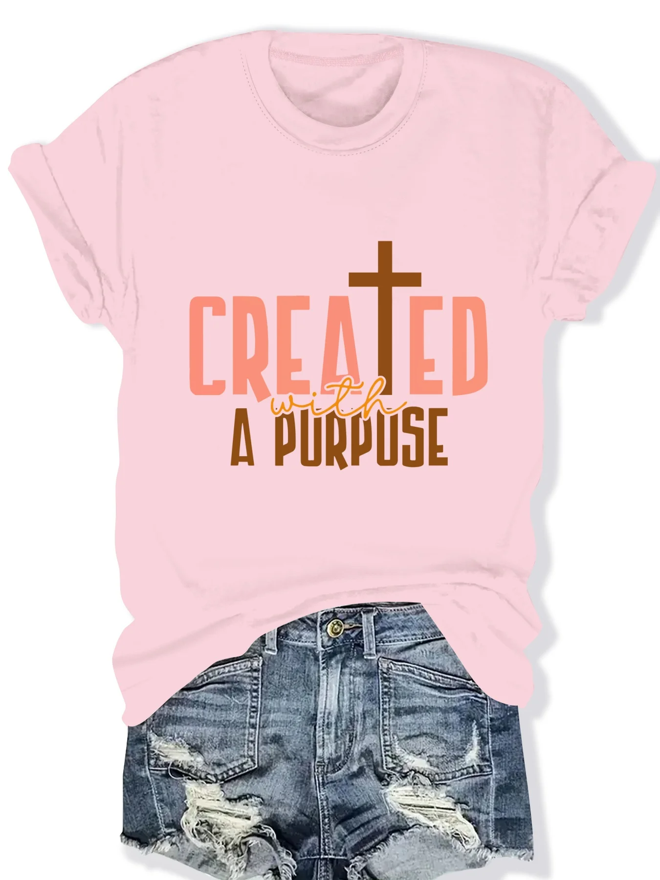 

Fashionable Ladies round Neck Short Sleeve T-Shirt with Letter Pattern Print Casual Comfortable Women's Top