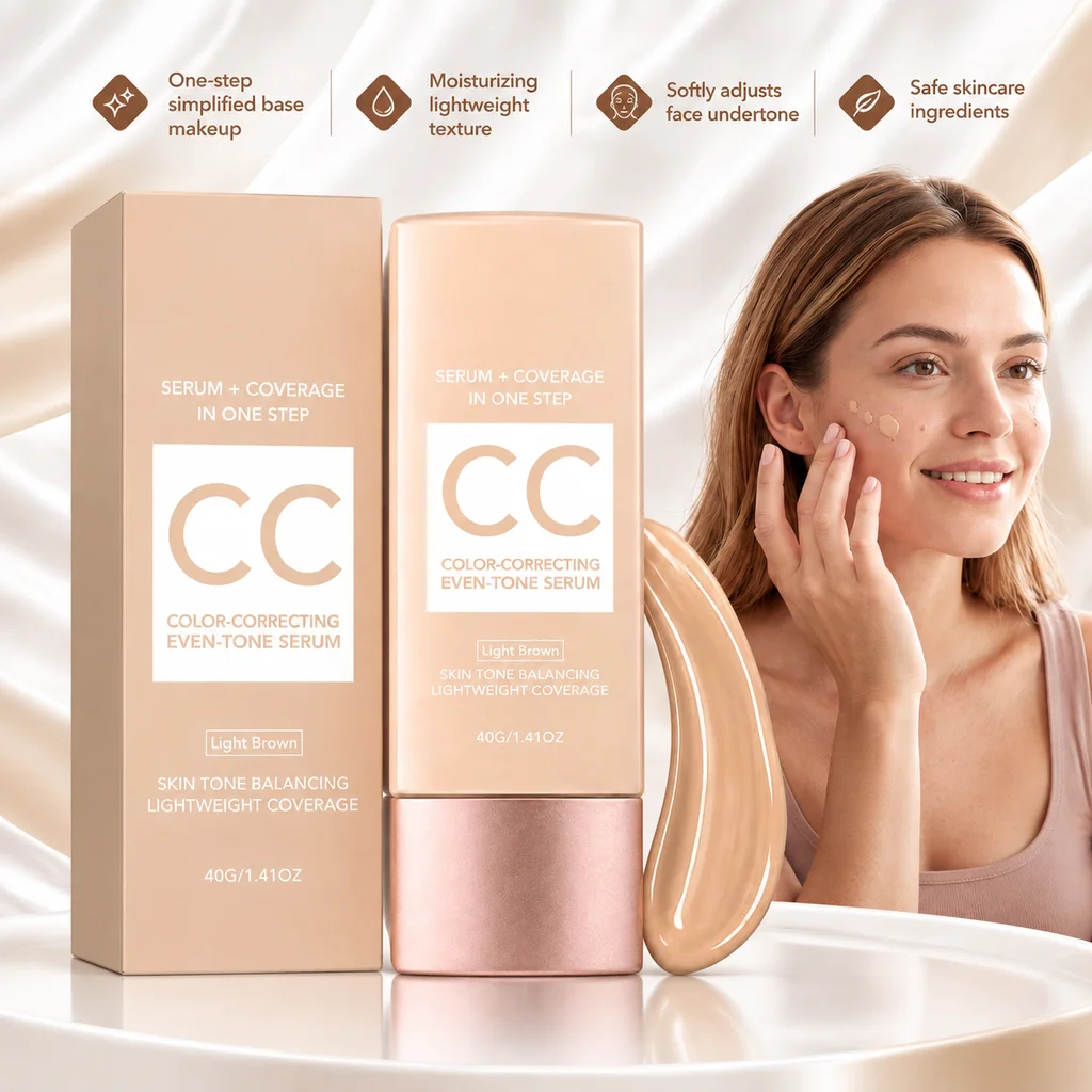 CC Cream Cover Blemishes Redness Glow Face Refine Pores Matte Natural Finish Lightweight Invisible Color Correcting Tinted Serum