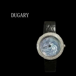 DUGARY women's fashion quartz watch crystal Waterproof Wristwatch classic 38mm round brand personality Simplicity clock