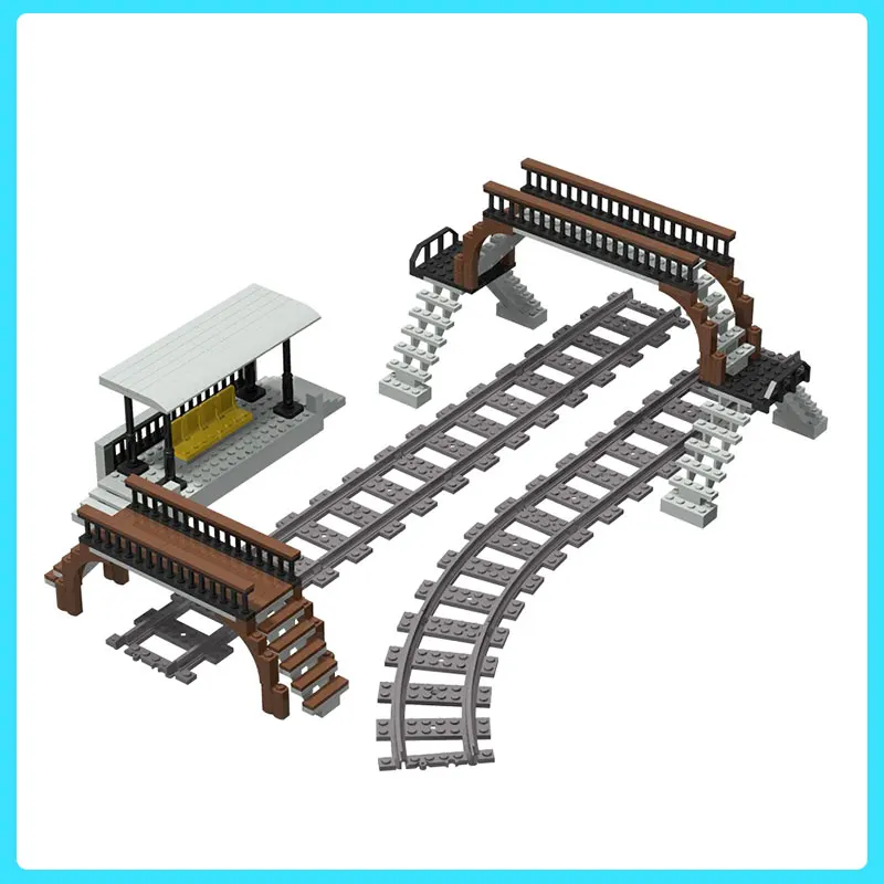 Large Particle Building Block Train Track Parts 1 Piece Installed Straight Rail Curved Rail Inclined Cross Climbing Track