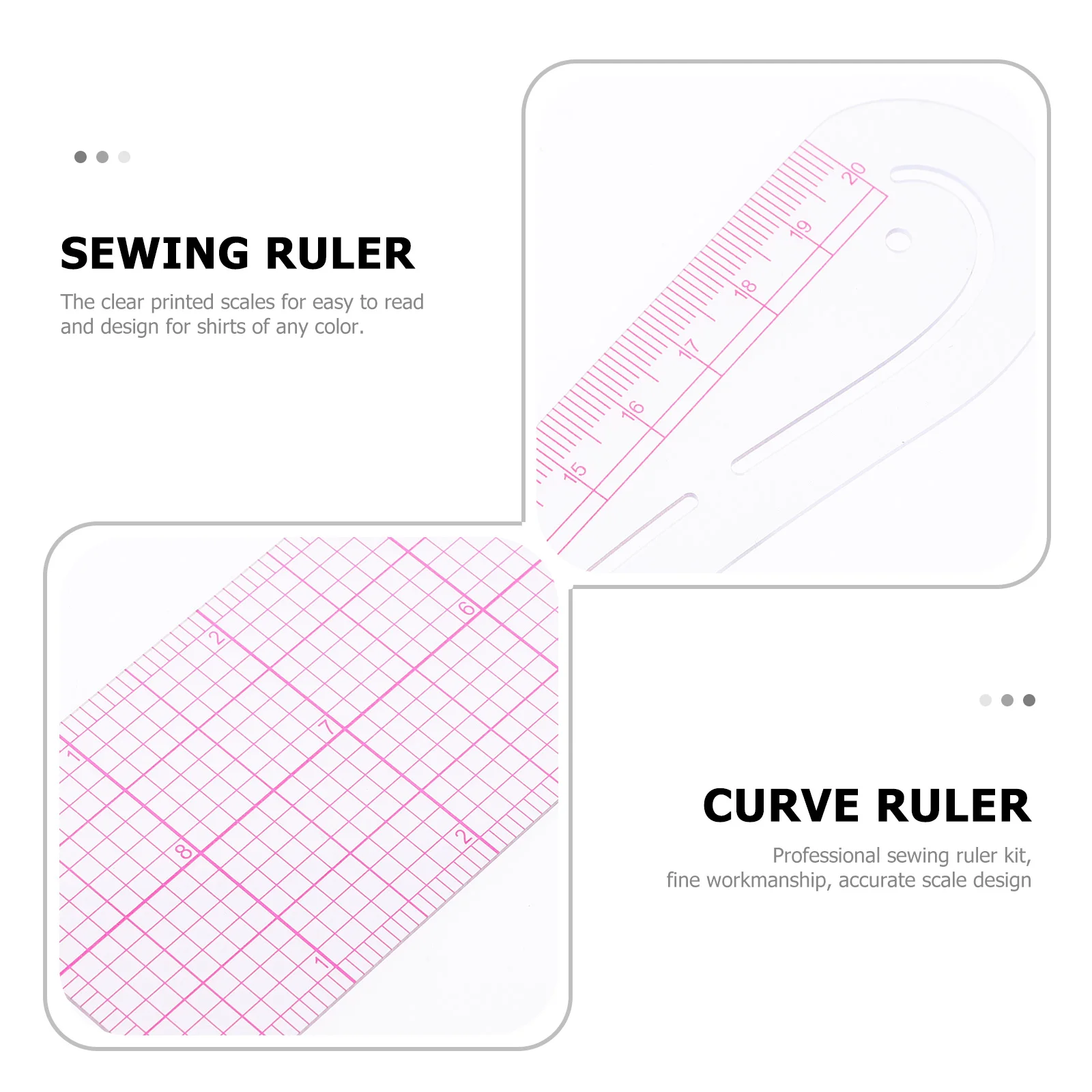 

Plastic Sewing Ruler Kit Accurate Scale Fabric Cutting Quilting Curve Pattern Making Lightweight Portable Beginner Tailor