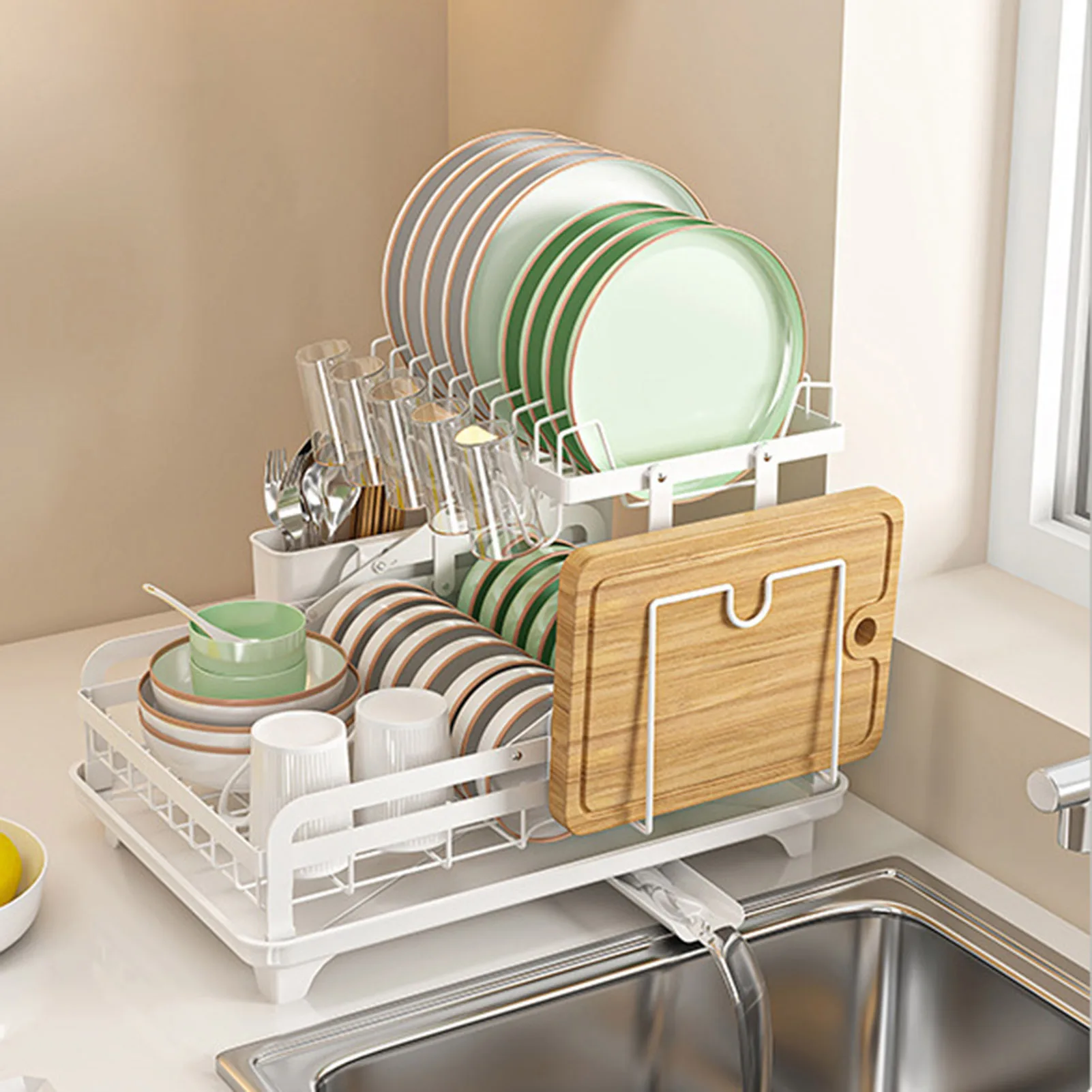 Kitchen drain rack, bowl and dish rack, bowl and dish storage rack, household bowls, chopsticks, knives, forks, storage rack, co