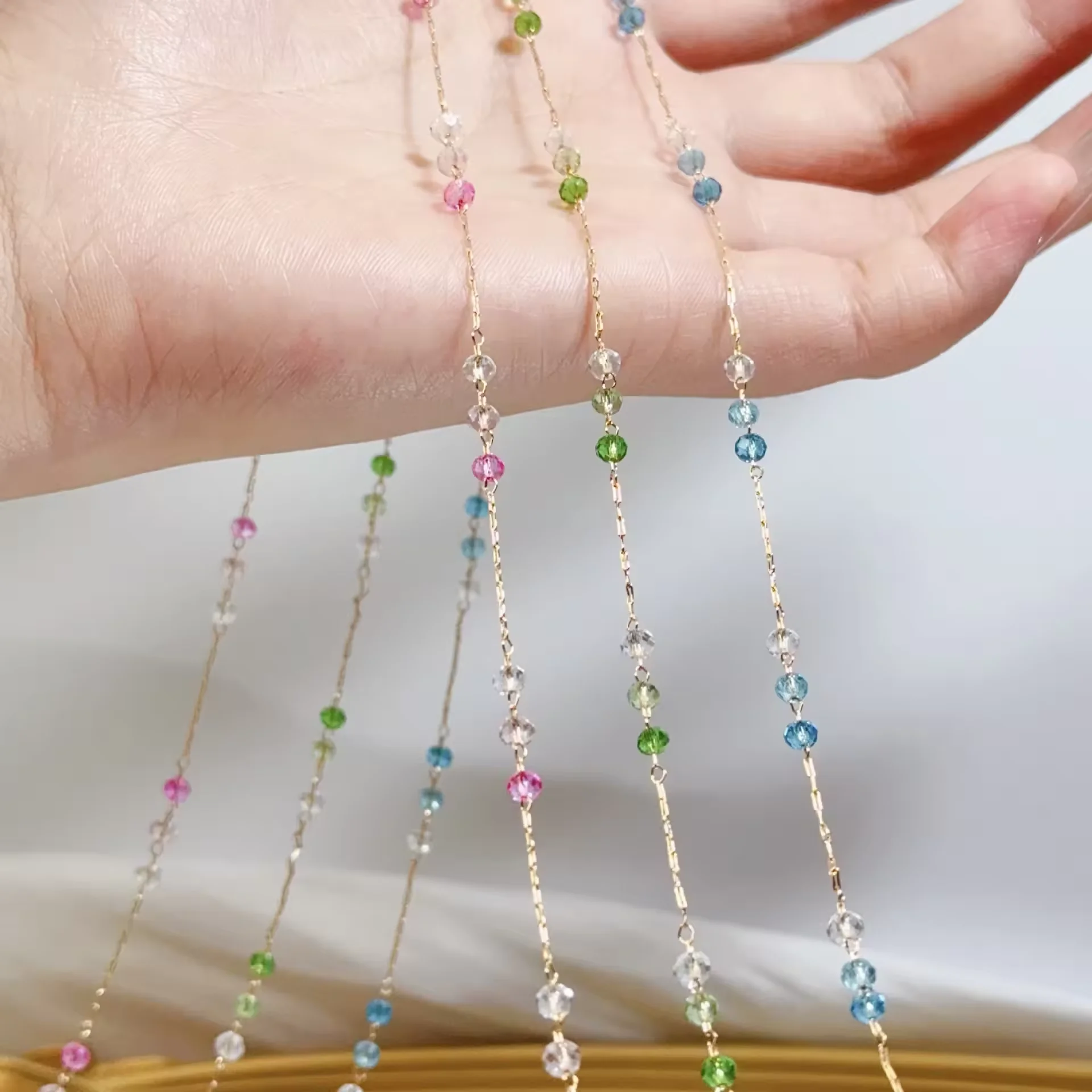 0.5/1/2Meter Colorful Crystal Bead Tassel Chain Copper Chain For DIY Bracelet Necklace Charm Jewelry Making Supplies Accessories view 4