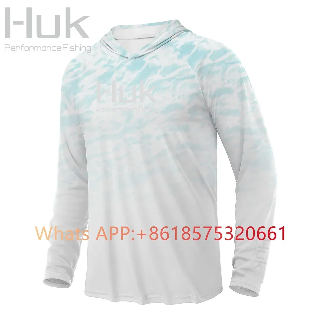 Huk hoodie Fishing Shirts Clothing Long Sleeve T-shirt UPF 50 Hood Sun Protection Uv Breathable Angling Fishing Wear Jacket 2024