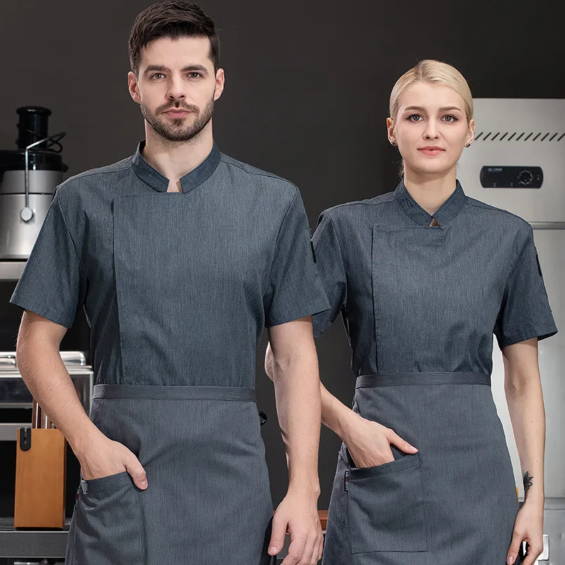 فندق مطعم المطبخ العمل موحدة قصيرة الأكمام سترة الطاهي مخبز المعجنات الشيف الصيف معطف المطبخ الأبيض