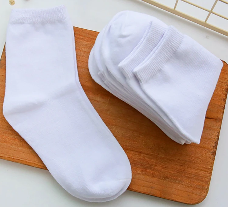 5er-Pack Kindersocken aus Baumwollmischung, Crew-Socken für Jungen und Mädchen, bequem, atmungsaktiv, einfarbig, weiße Kindersocken für die Schule – Detail 3