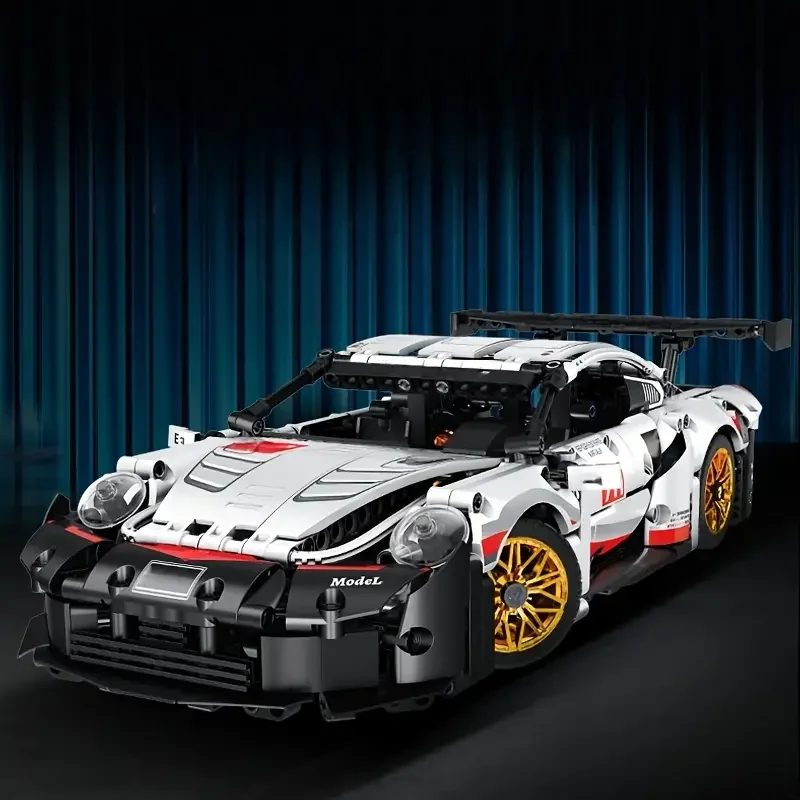 1249-delige klassieke witte sportwagen bouwsteenmodelset, verzamelbare sportwagen bouwsteenset voor volwassenen
