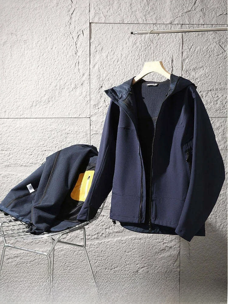 

High-End Full Pressure Glue PC Quick Warm Fleece Men's Outdoor Fleece Lined Soft Jacket Waterproof Standard Fit Long Sl...