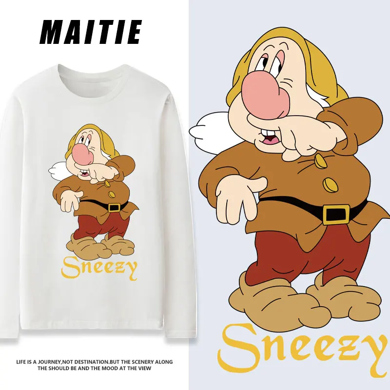 

Seven Dwarfs T-shirt Women's Long sleeved Children's Pure Cotton Trendy Instagram European and American Versatile Top Cartoon