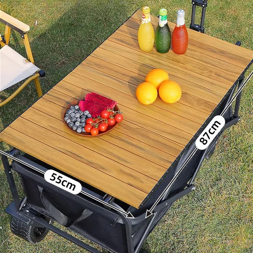 عربة نزهة محمولة للتخييم والشواء قابلة للطي مع سطح طاولة قابل للإزالة مناسبة لكشك سوق النزهات الخارجية #3