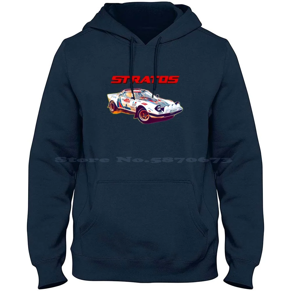 Lancia Stratos 100% Cotton Hoodie Lancia Stratos Rally Car Red Classic Retro 3d Text