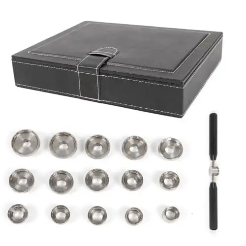 

15 Dies Watch Back Cover Opener Kit,Watch Back Case Opener Die Fit Breitling Removal Tool Opener Kit, Different Sizes Dies Repai