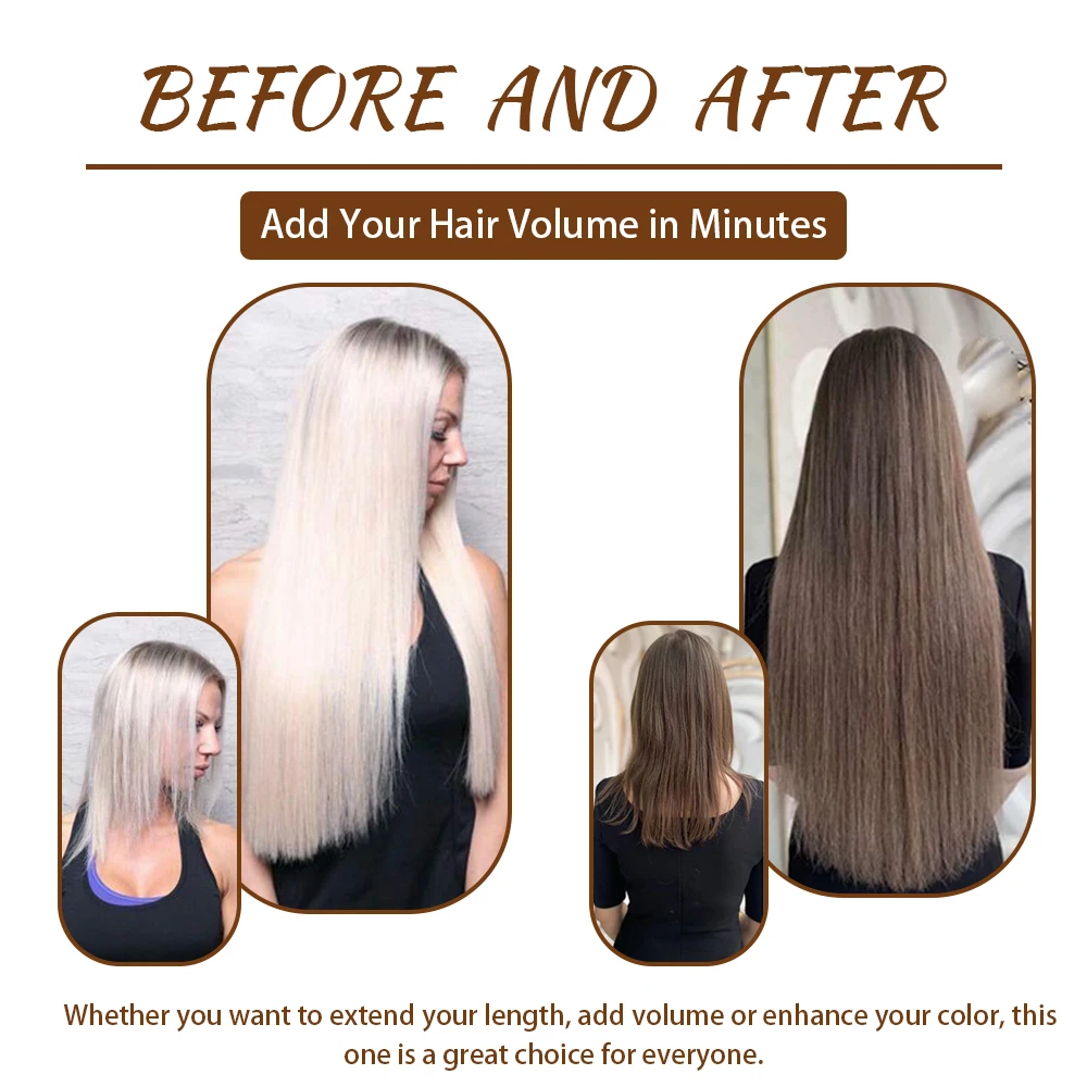 4Clips Lange Rechte Synthetische Clip In Hair Extensions Natuurlijke Hoge Temperatuur Vezel Zwart Bruin Blond Haarstukje