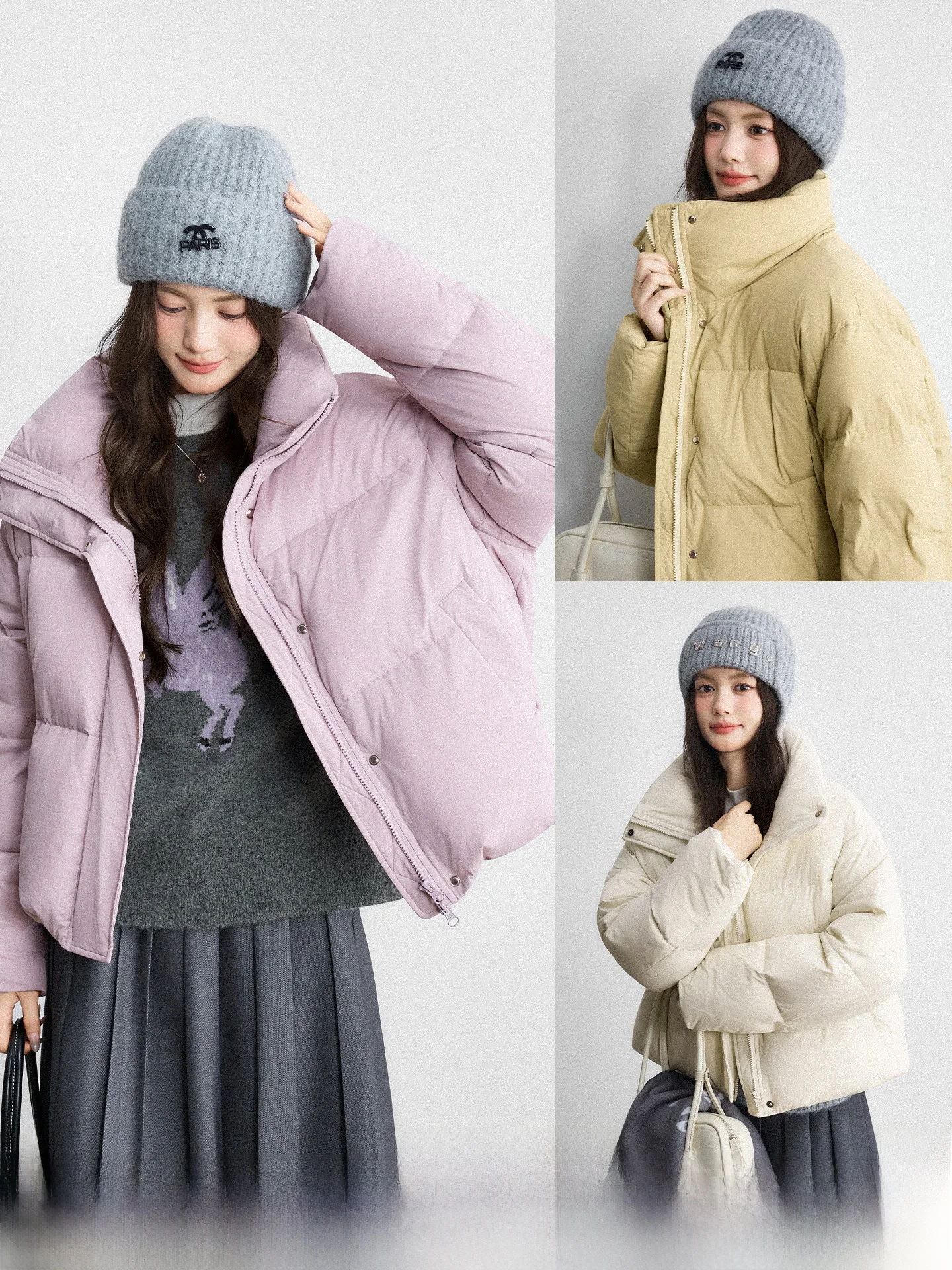 

Faionable ort down Jaet Women's Winter New Sle Stand Collar 90% White Du down Warm Thiened Long Sve Zipper