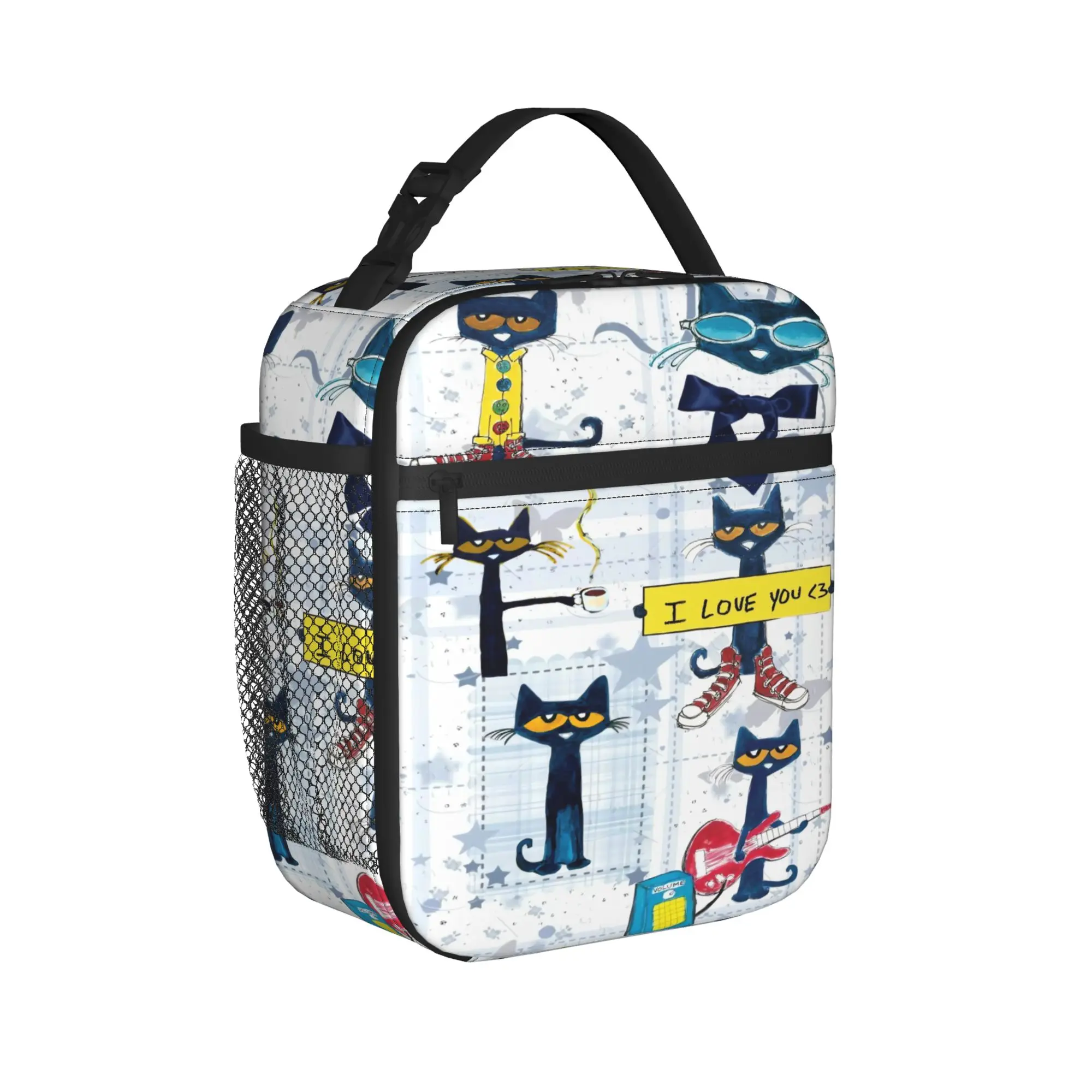 Pete the Cat and His White Shoes Lunch Bag For Unisex  Lunch Box Vintage Office Cooler Bag Portable Oxford Thermal Lunch Bags