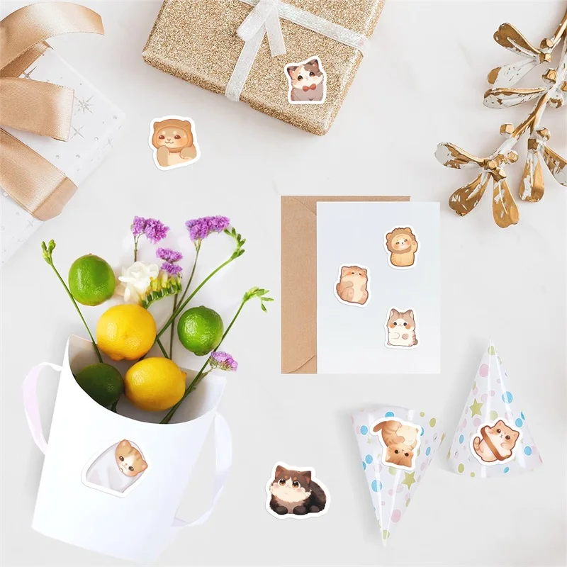 500PCS Cute Big Eyes Cat Paper Labels Sticker Sealing decorazione per bambini Scrapbooking cancelleria coreana forniture per la contabilità a mano