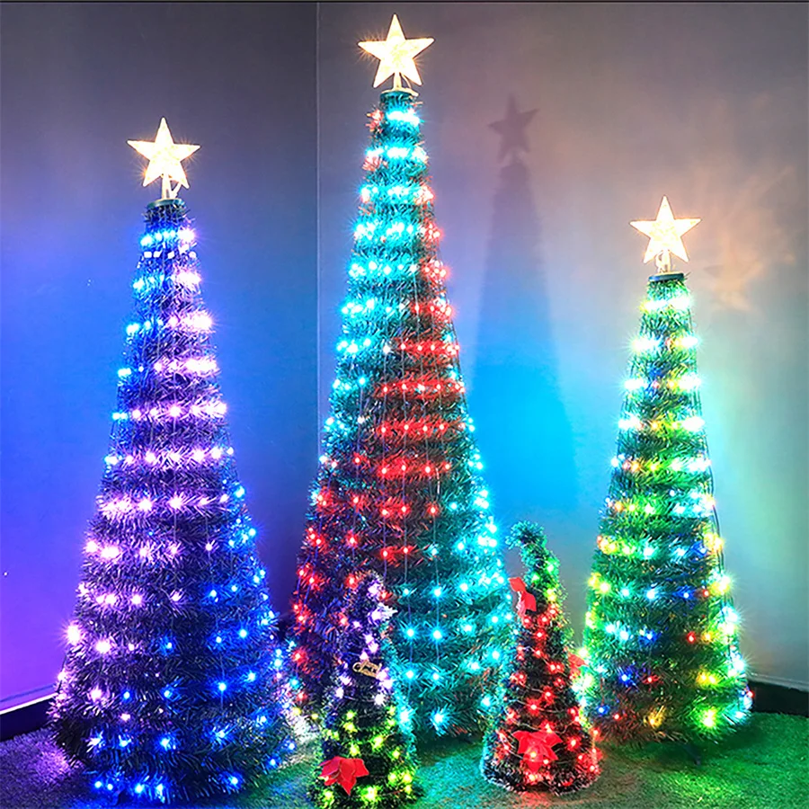 Nieuwe 20/10M Usb Smart Bt/App Bediening Kerstboom Kerstverlichting Buiten Koperdraad Licht Voor Feest Bruiloft Slinger Decor