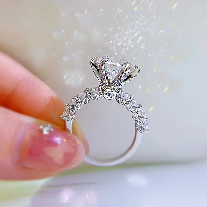Joyce jelly Luxus 5 Karat portugiesisch schneiden 100 Gesicht geschnitten Moissan ite Ring für Frauen 925 Sterling Silber Schmuck – Detail 14