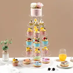 3/4/5 Tier Acrylic Cupcake Stand Dessert Tower Holder Afternoon Tea Pastry Serving Tray for Party Festive Decor Cake Supplies
