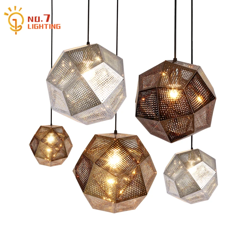 

American Luxury Industrial Diamond Pendant Lights LED E27 Stainless Steel Metal Modern Light Fixtures Restaurant Living Room Bar