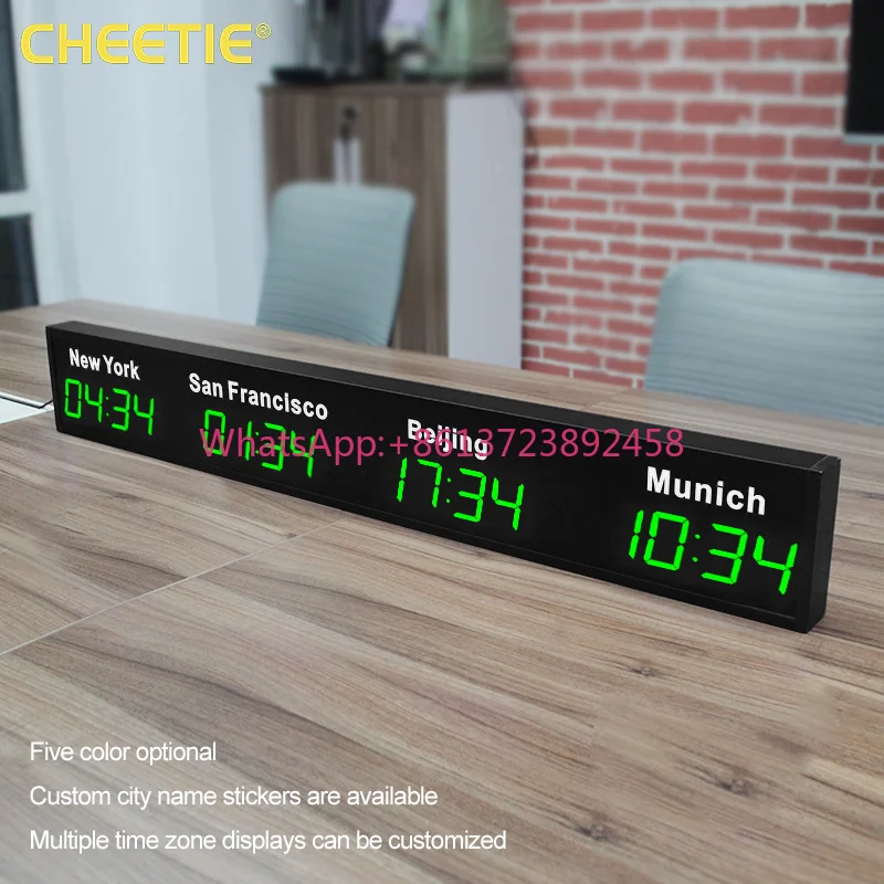 CP34  Creative Style World Map Different Time Zone Led Digital Display World Clock