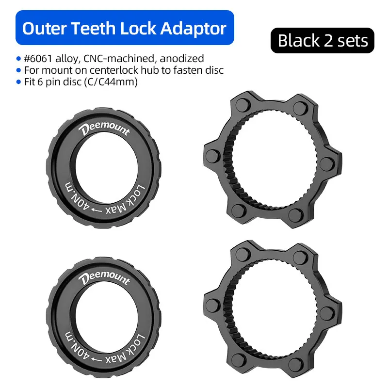 Deemount Fahrrad Centerlock zu 6-Loch Adapter-Nabe, Center Lock Konvertierung, 6-Loch Rotoradapter für MTB Rennrad Scheibenbremse DIY