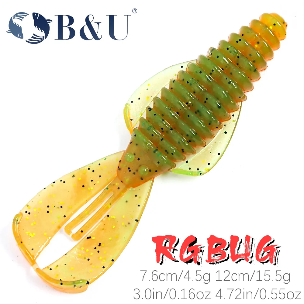 

B&U RGBUG 76mm 120mm Fishing Soft Lure Jig Wobblers Swimbait Silicone Baits Shrimp Bass Perch Lure Artifical Craws Bait