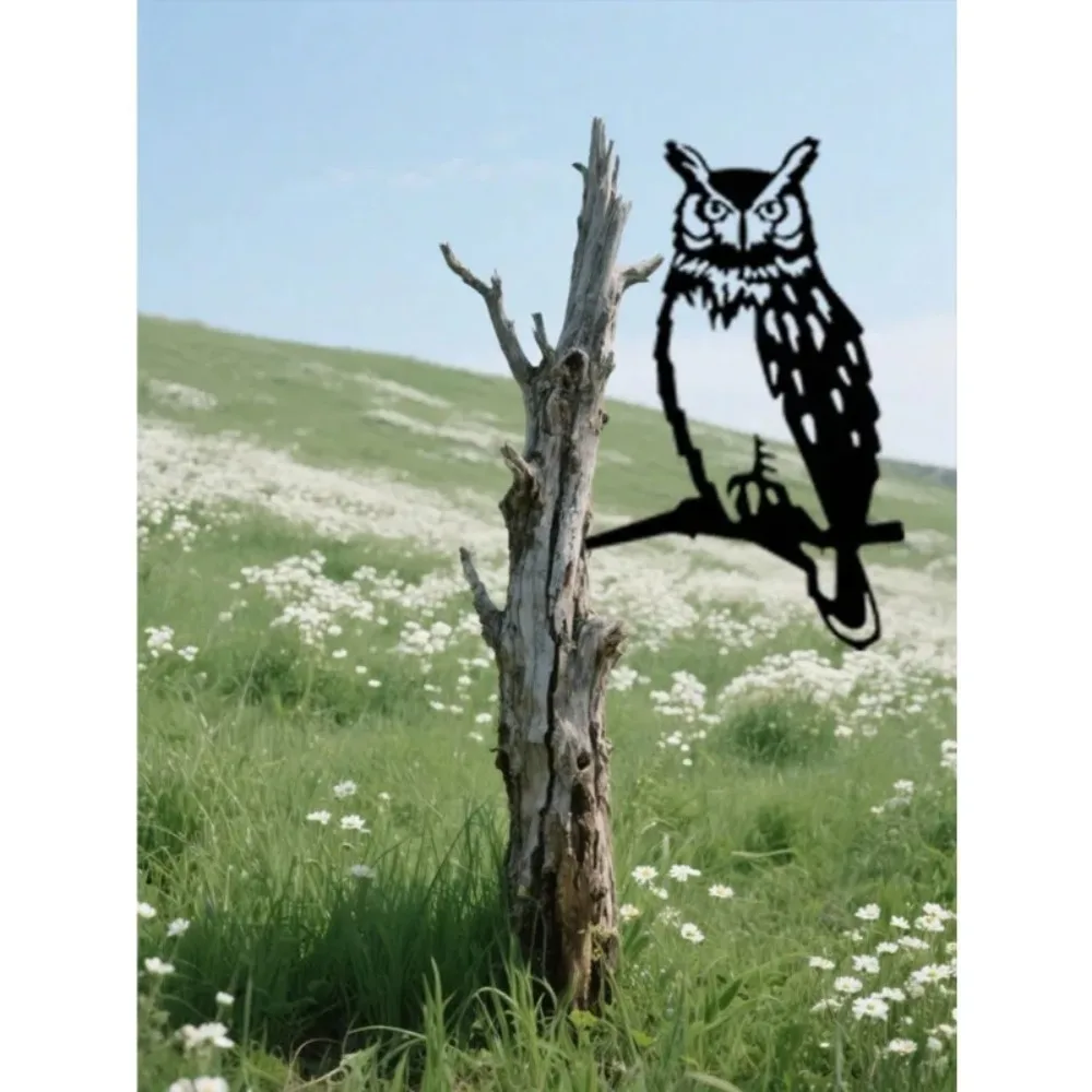 Decoración de búho de metal vintage en rama, 1 pieza, estatua rústica para jardín al aire libre (resistente a la intemperie), ideal para patio/patio/césped/portero