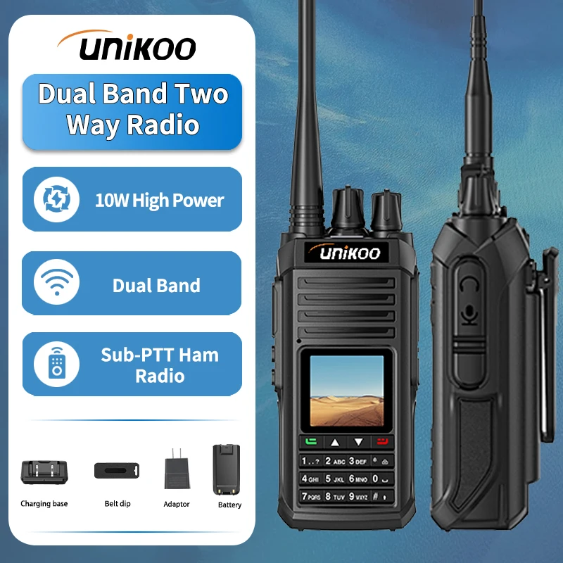 

UNIKOO US-UV306 10W Walkie Talkie Air Band Radio Tyep C Charge UHF VHF DTMF FM Multi-band Wireless Frequency Two Way CB Radio