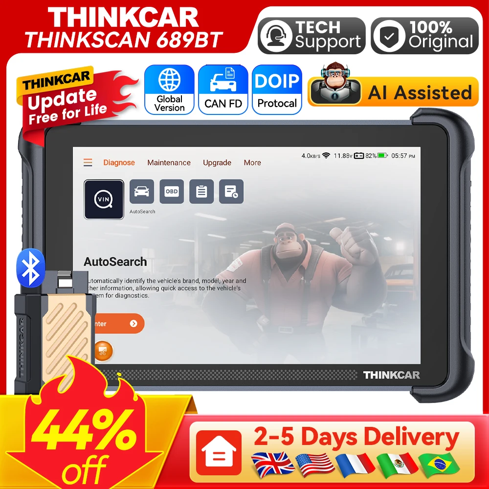 Lebenslange Kostenlose Updates THINKCAR THINKSCAN 689BT KI-Assistent OBD2 Diagnosegerät ECU-Codierung Bidirektional 35 Reset CANFD DOIP
