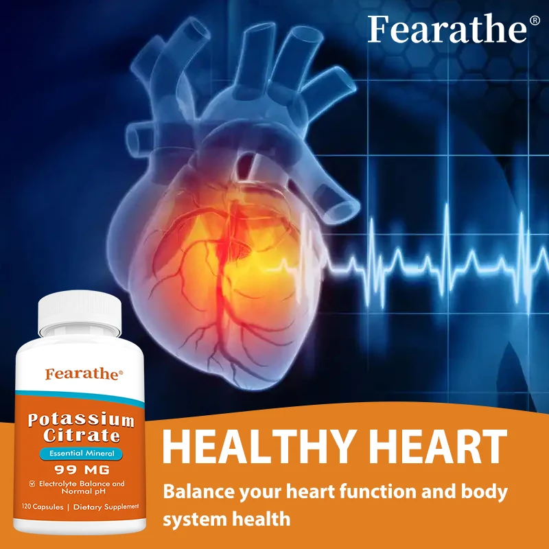 

Potassium Citrate Capsules - Highly Absorbable, Supports Electrolyte Balance, pH, Heart, Muscle, Nerve, Metabolism, Non-GMO