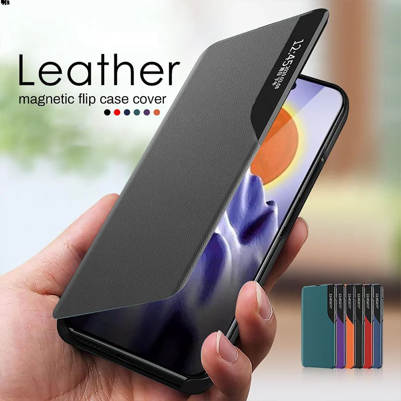 Leather Smart View Window Flip Case For Samsung Galaxy A10 A10S A20 A20S A30 A30S A40 A50 A50S A70 A70S A51 A31 A71 A81 A91 Case