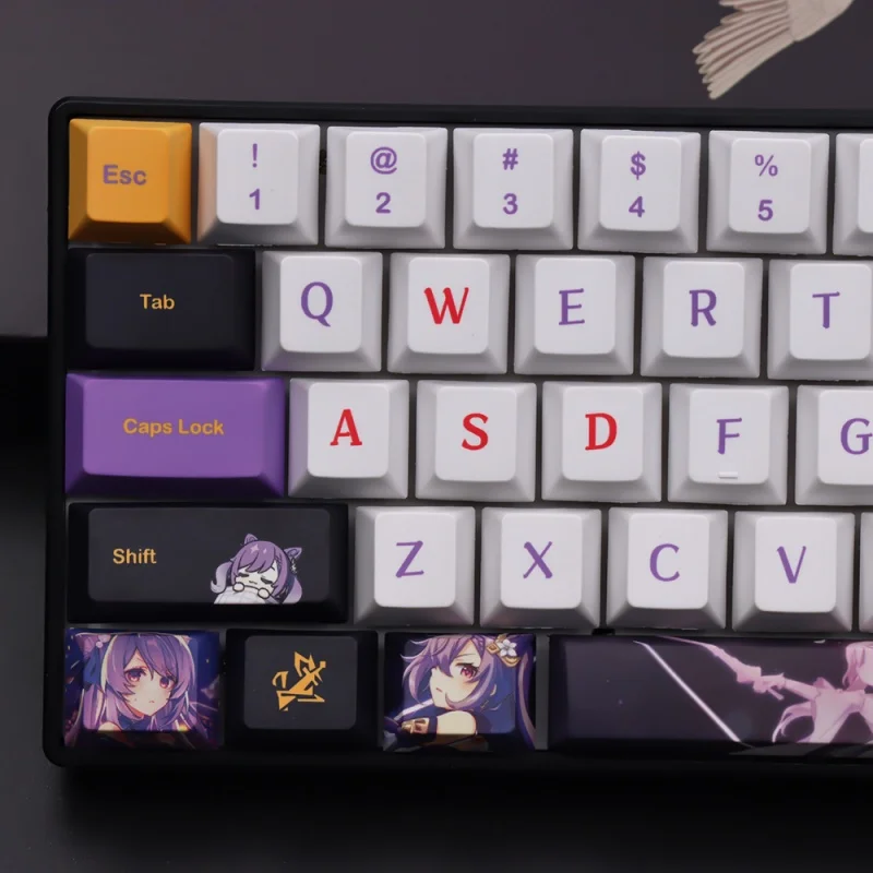 New Keqing Theme Keycaps 139 Key Cherry Profile Pbt Thermal Sublimation Mechanical Keyboard Cartoon Animation Anime Game Keycaps