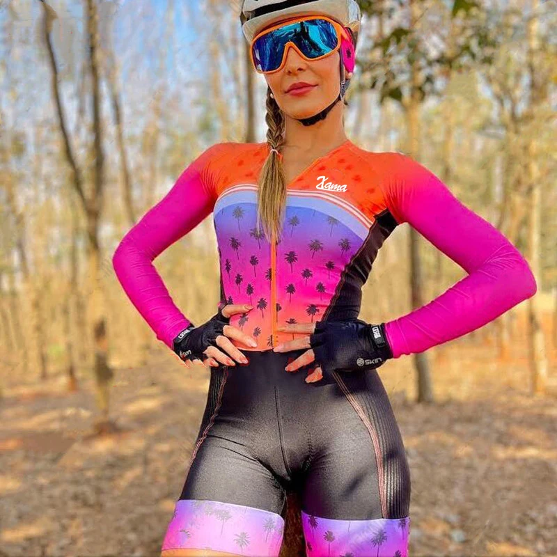 XAMA Summer long-sleeved women's Little Monkey Suit Training cycling suit GEL20D Sports Pro Cycling race kit