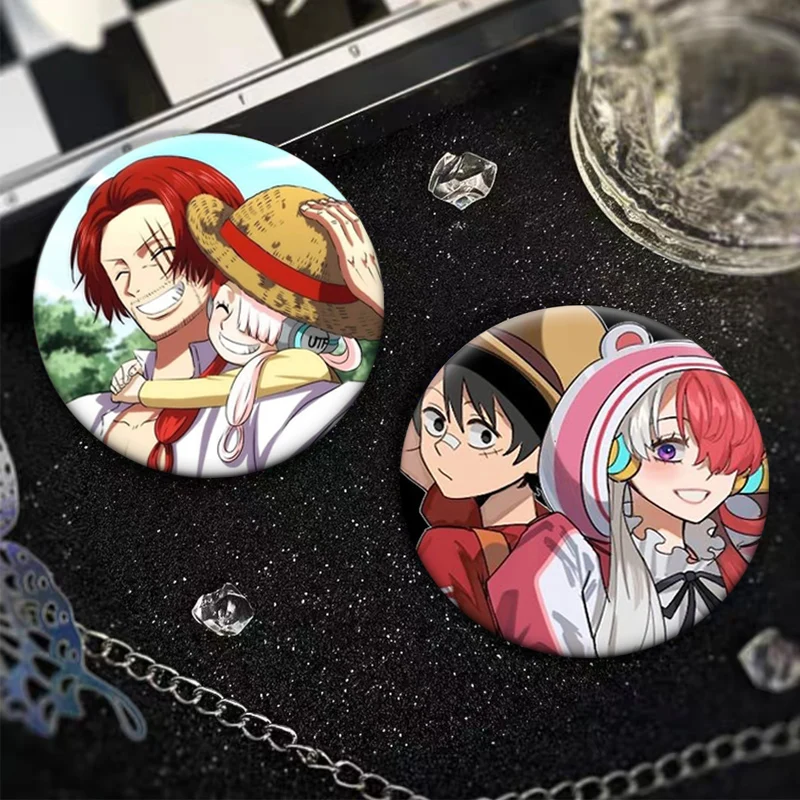 One Piece Film Red Uta Shanks Soft Button Insignia Lapel Pins Round Creative Brooches Cute Cartoon Badge for Backpack Accessorie