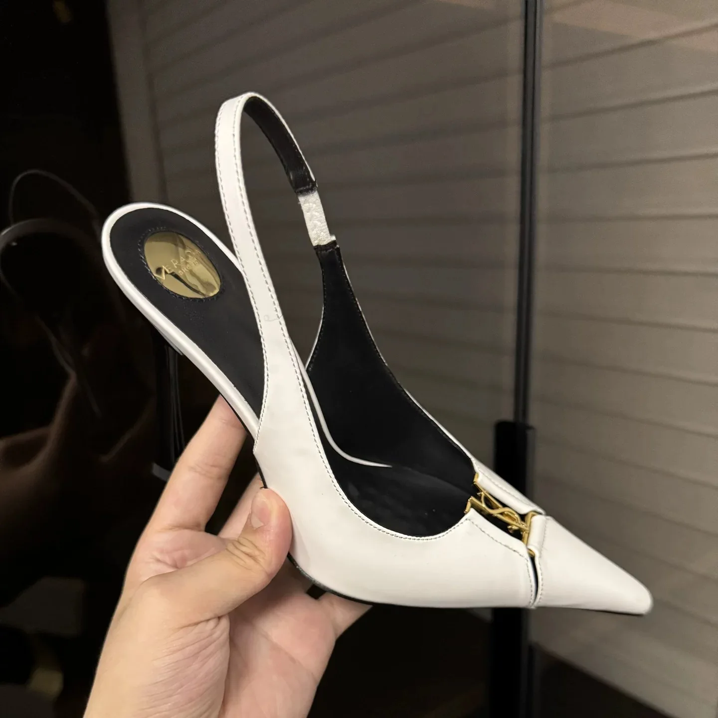 أشار تو براءات الاختراع والجلود مضخات النساء ديكور معدني الفم الضحلة رقيقة كعب الصنادل الربيع الصيف فستان الحفلات أحذية حذا فردي للسيدات #6