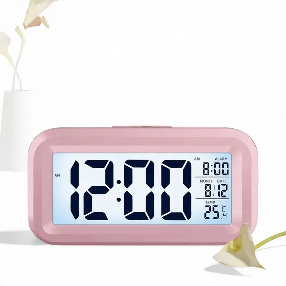 Portable Small LCD Digital Alarm Clock For Students Home Office Decoration Features Temperature Week Date Calendar Display