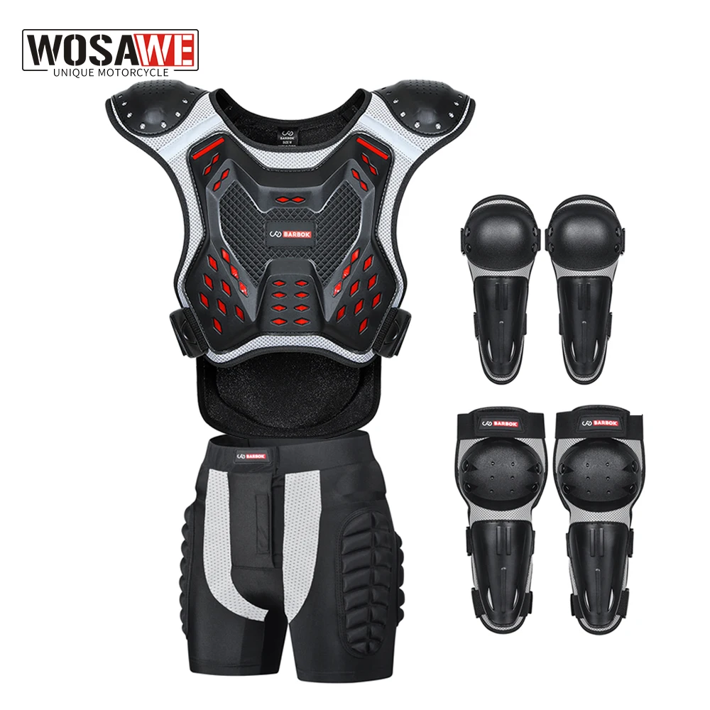 BARBOK For Height 1-1.7M Boys Girls Child Kids Body Protection Motocross Armor Vest Suits Skiing Skating Elbow Knee Care Armor