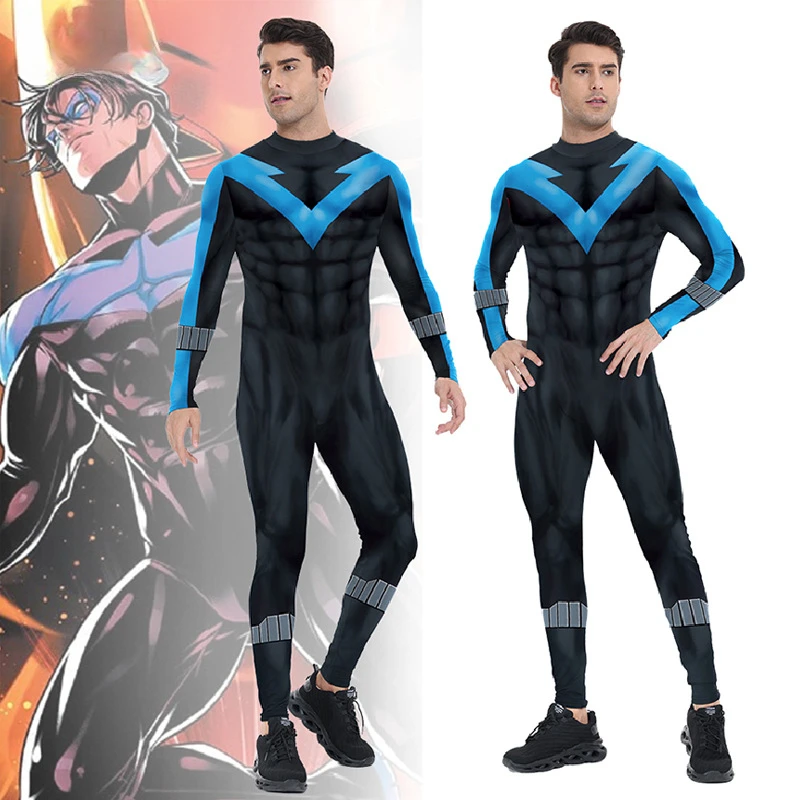 

New Halloween Day of The Dead Cosplay Superhero Night Wing Digital Printing Onesie Stage Performance Role Playing Bodysuit