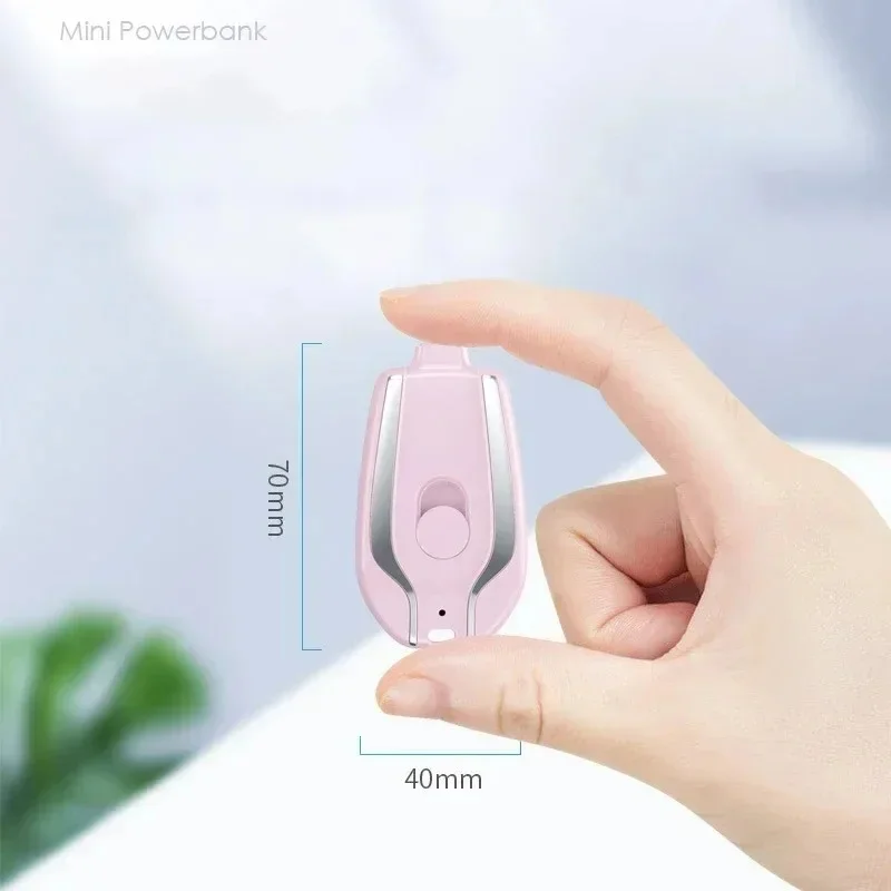 Mini Power Bank Mobile Keychain, Android and Phone Emergency Portable External Battery, Small Power Bank, 1500mAh