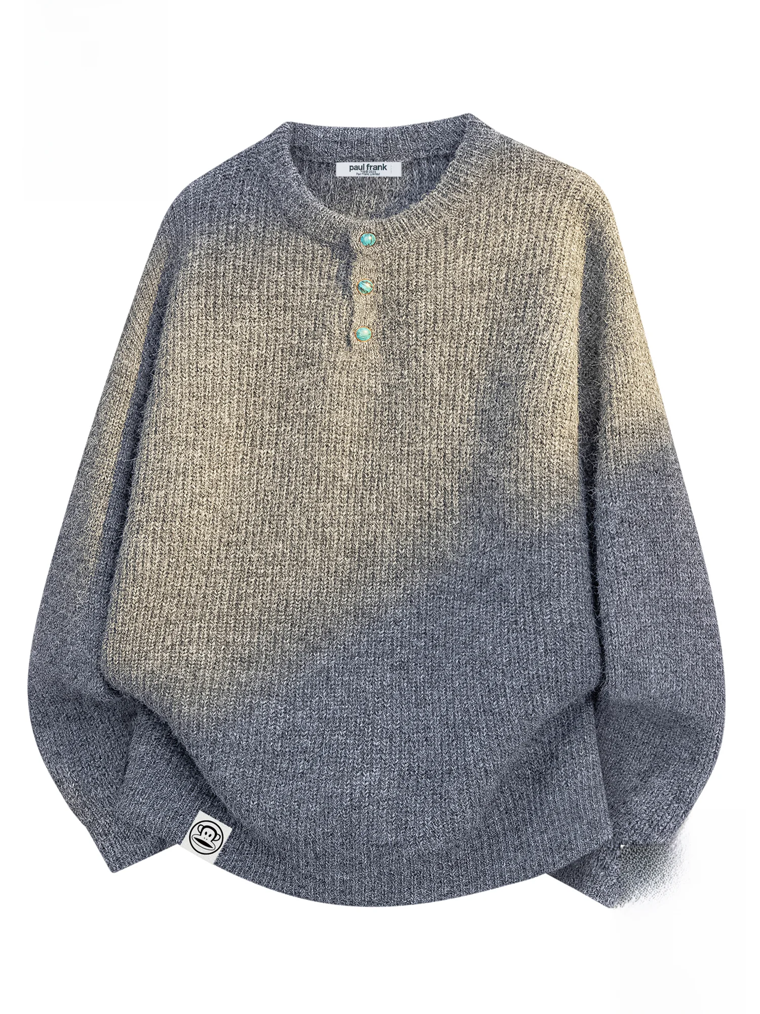 

PaulFrank Henry Collar Knitwear Men's Loose Warm Casual Winter New Sle Polyester Blend Long Sve Sweatirt